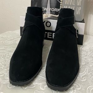 Aqua College Womens Sela Suede Zipper Black Booties 5.5